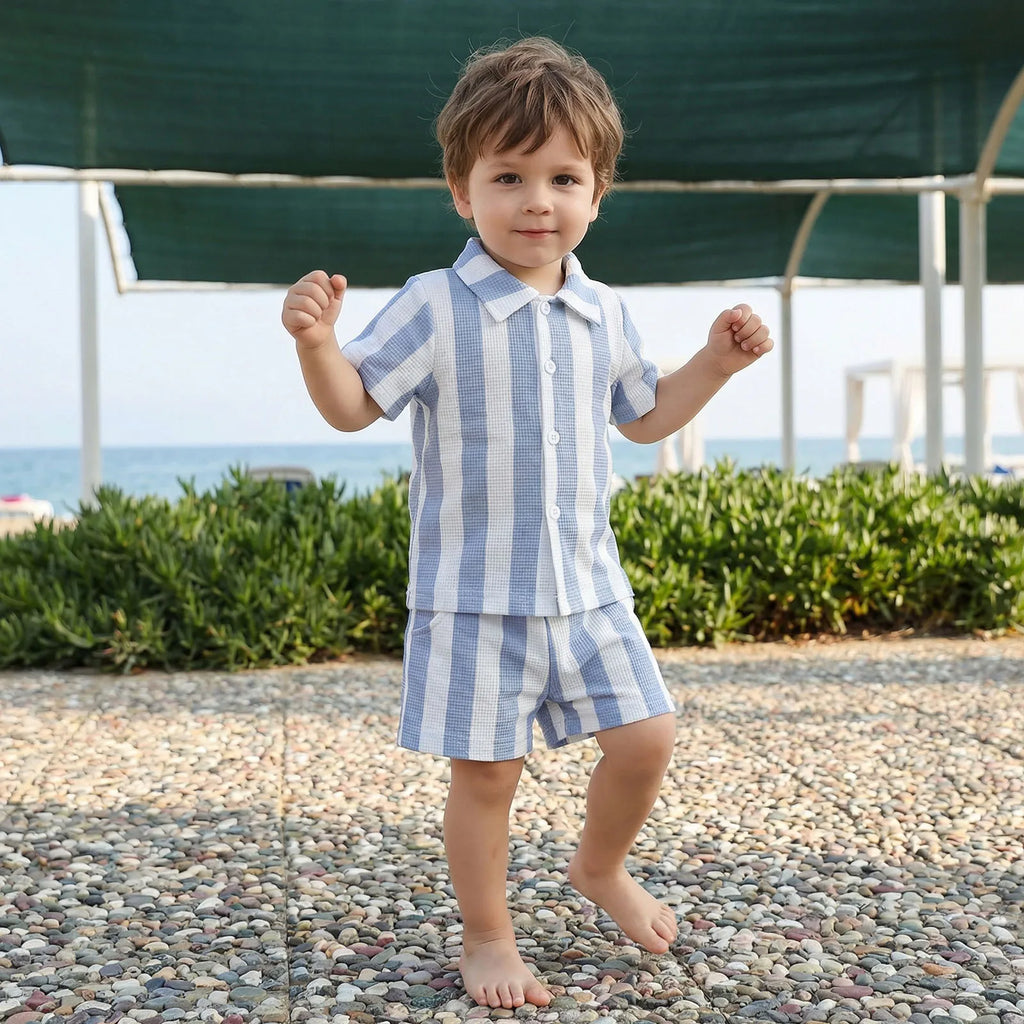 Striped Lapel Coord Set – Boys