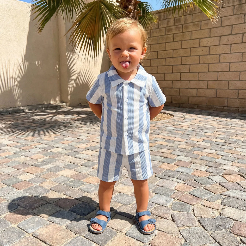 Striped Lapel Coord Set – Boys