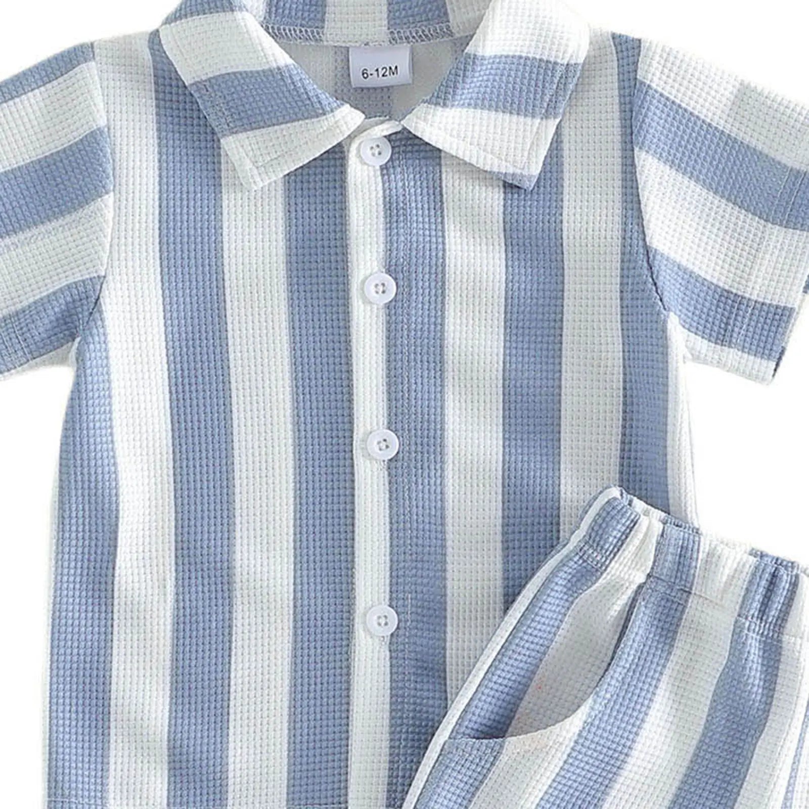Striped Patchwork Shirt & Shorts Set