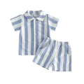 Striped Patchwork Shirt & Shorts Set