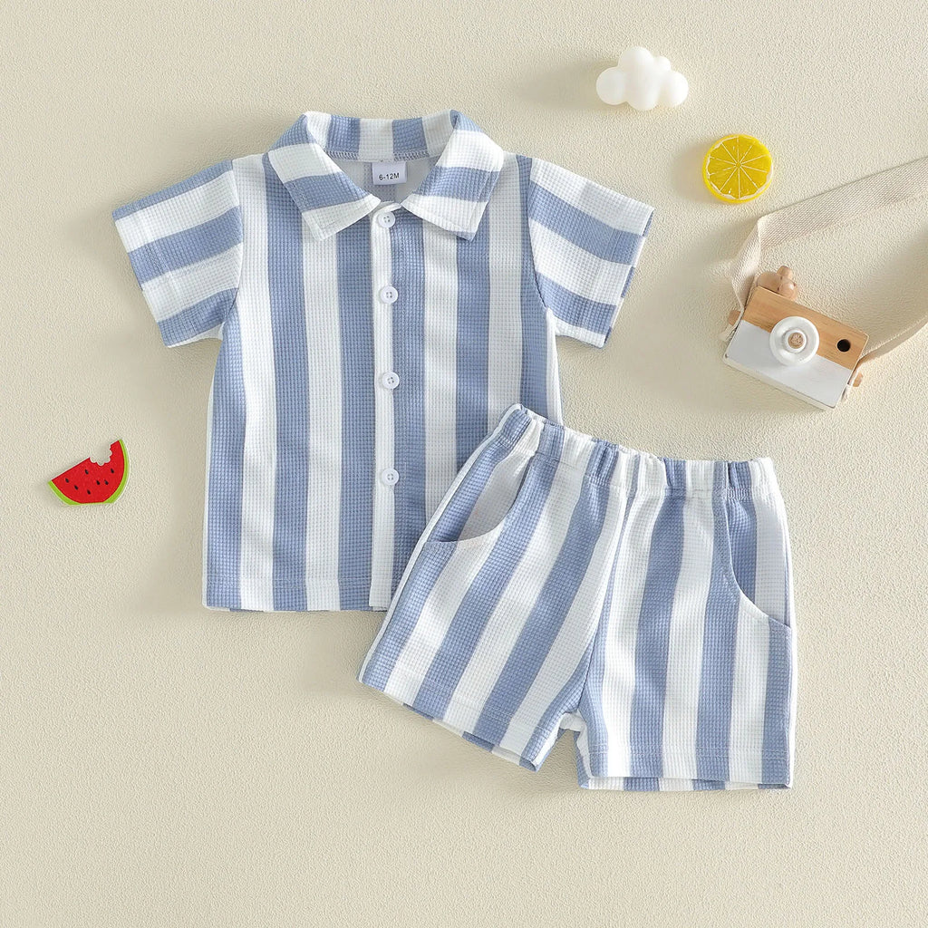 Striped Lapel Coord Set – Boys